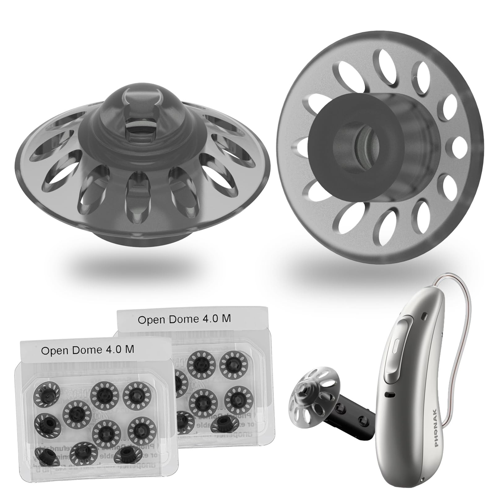 20pcs Phonak Open Hearing Aid Domes Medium Size (0.35 Inch=9mm) Ideal for Phonak Audeo Marvel Paradise Lumity Hearing Aid Accessories,Phonak Hearing Aid Accessories