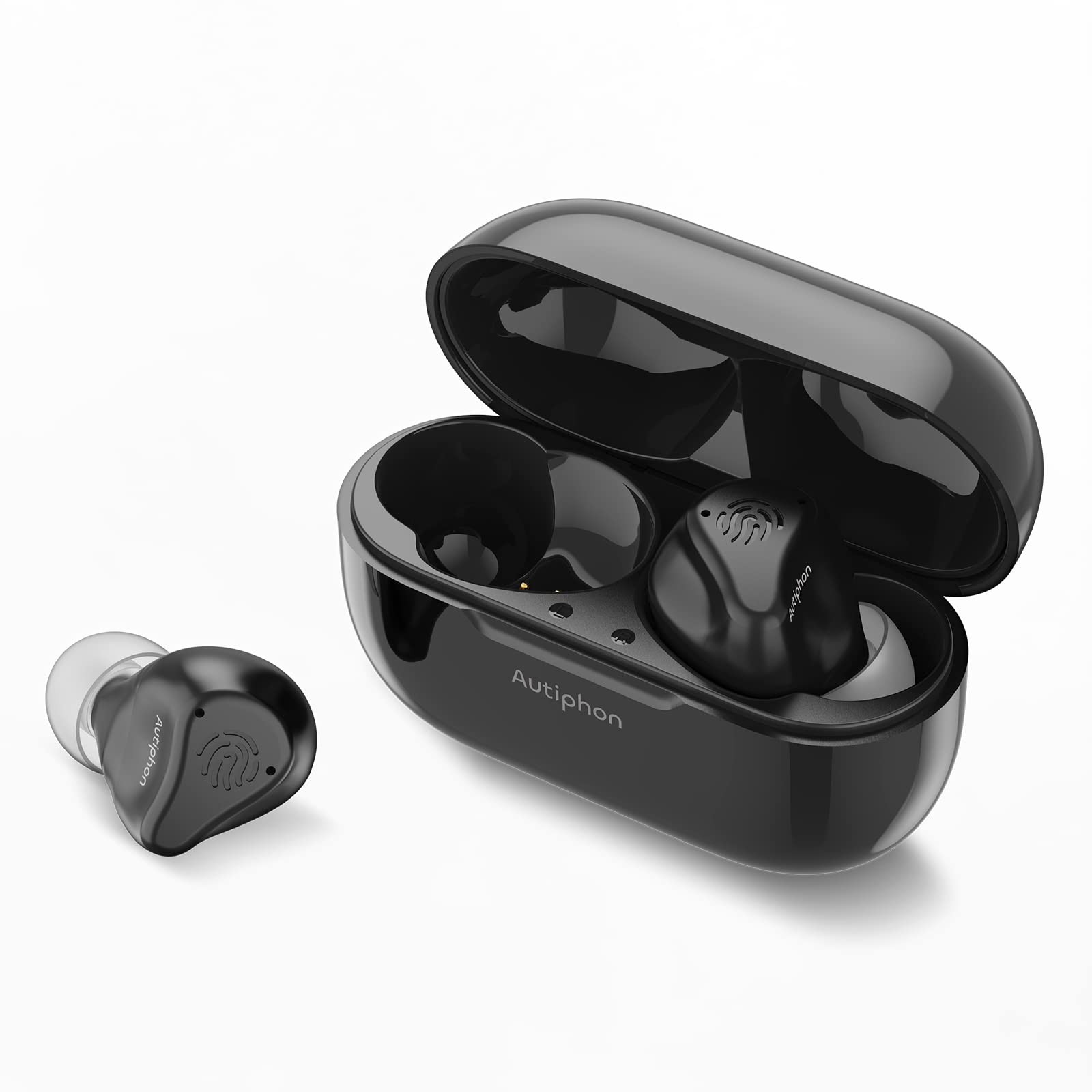 Advanced Rechargeable Hearing Aids Seniors Adults, 16-channel Digital Hearing Amplifiers, Dual Microphones, with Tinnitus Masking Mode, AT216, Pair (Dark Black)