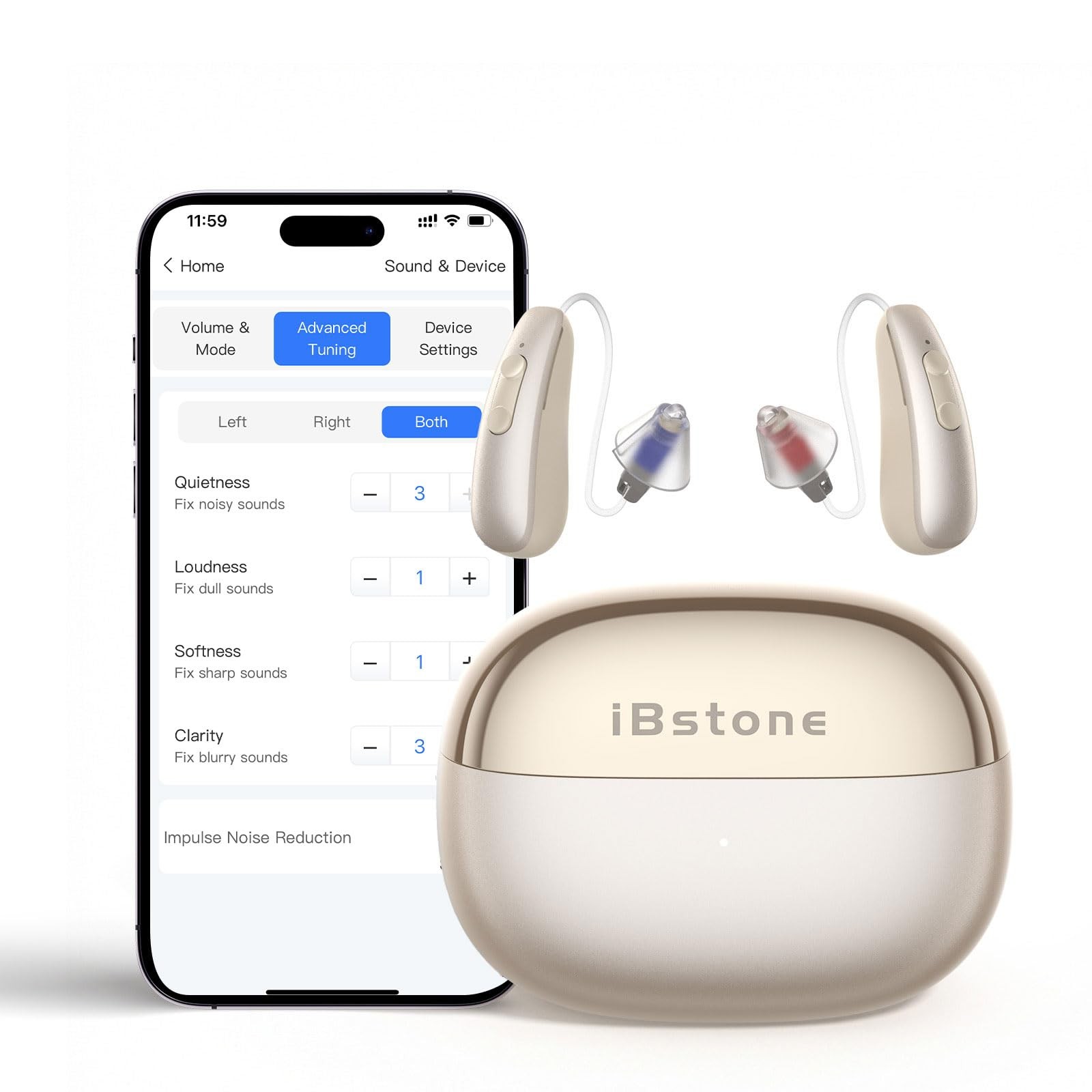 AuraLink Bluetooth Hearing Aids for Seniors Adults, App-Controlled Precise Fitting, AI Noise Reduction, Bluetooth 5.4 for Phone Call & Music Streaming, Compatible with iOS & Android, OTC