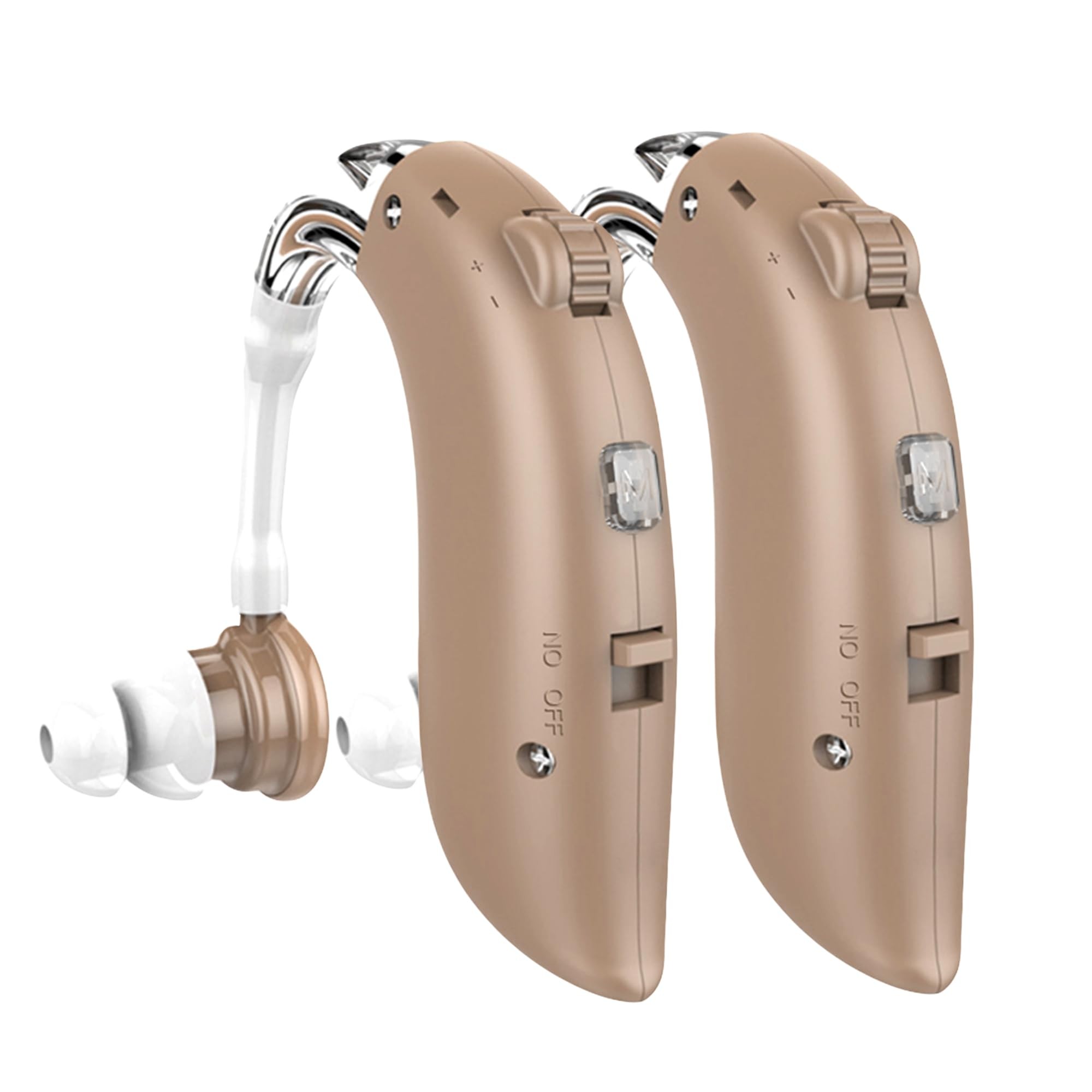 DELLONA High-Performance Hearing Aids for Seniors, OTC Rechargeable Hearing Aid for People with Severe Hearing Loss with Intelligent Noise Reduction (Pair), 4 Modes - Comfortable Hearing Aid devices for elderly, Over The Counter Hearing Aids (Beige Type-C)