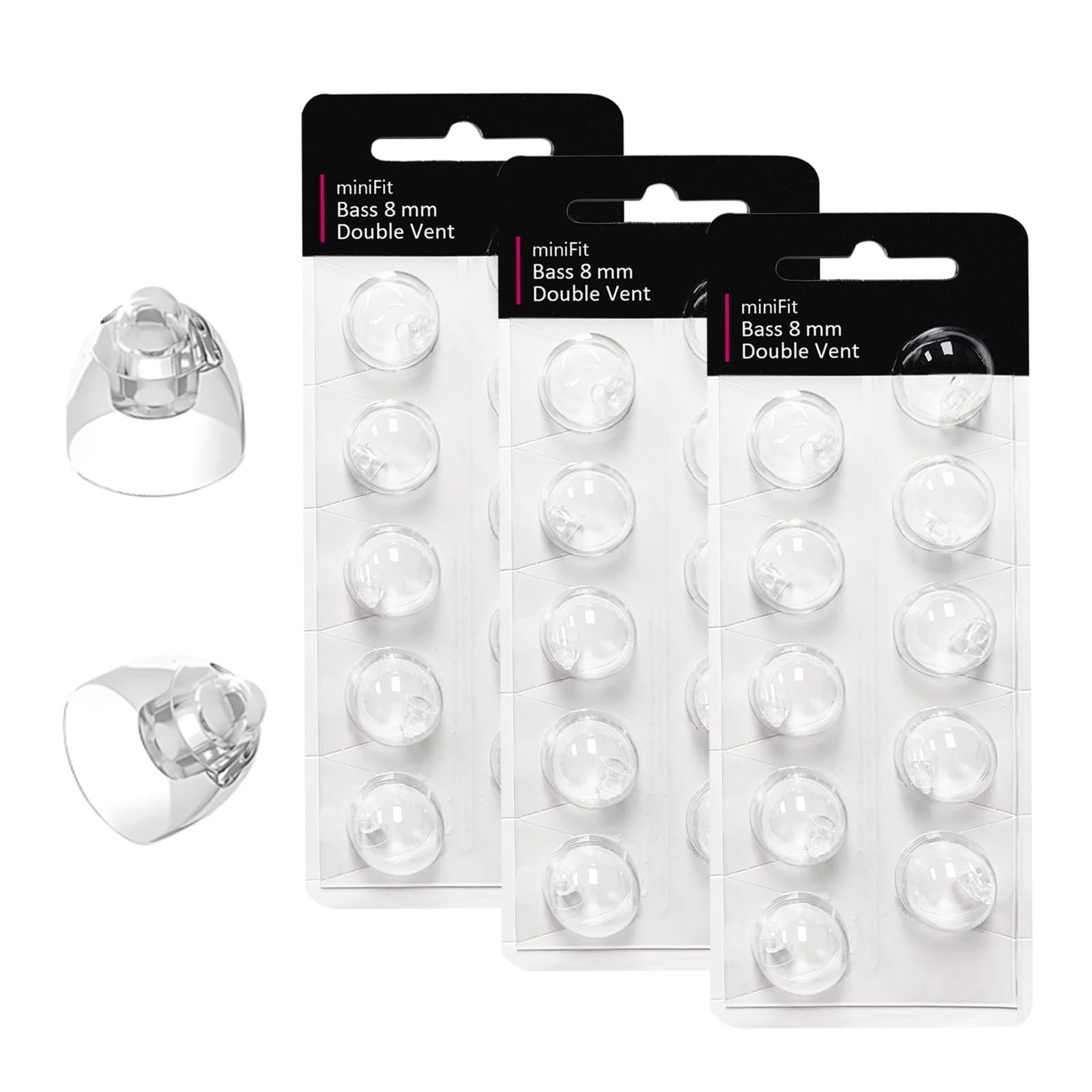 (Double Vent 8mm) Hearing Aid Domes for Oticon Minifit, Oticon Ear Caps Replacements Parts Accessories Domes for Oticon Hearing Aid Supplies Cleaning Kits(30 Pcs)