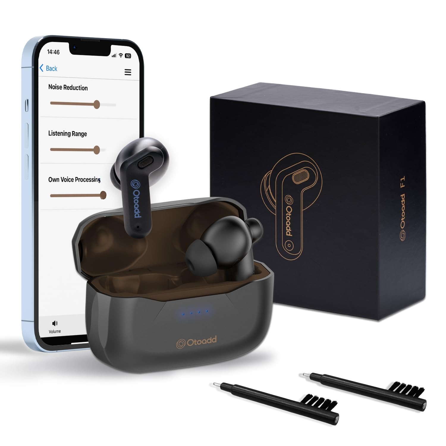F1-P Bluetooth OTC Hearing Aids for Seniors & Adults with Hearing Loss, Smart App for Personalized Sound, AI Voice Enhancement & Noise Cancelling, Invisible Rechargeable Design, 30H Battery