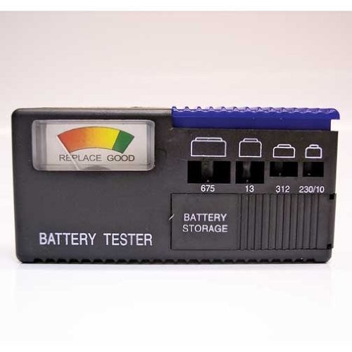 Hearing Aid Activair Battery Tester with Separate Size Slots for Each Type of Battery