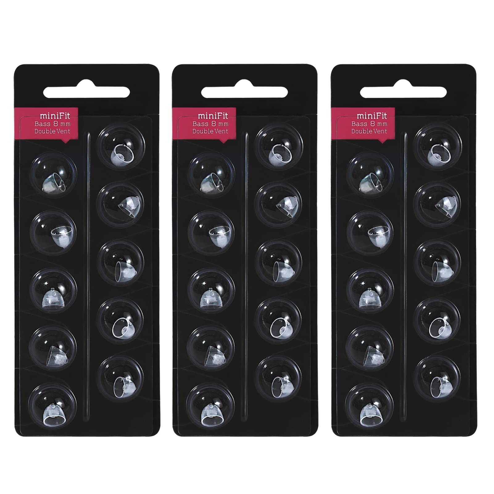 Hearing Aid Domes for Oticon Replacements,Oticon Minifit Double Vent Bass Domes (8 mm/3 Pack）,Universal Domes for Oticon Hearing Aid Supplies