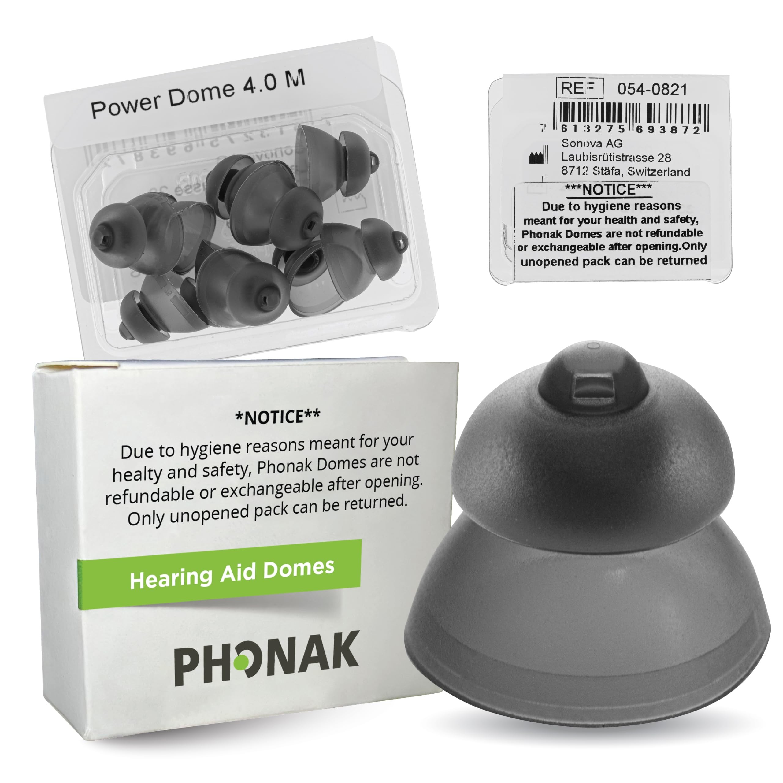 Phonak Power 4.0 Dome Medium (0.45 inch=11.5mm) 10 Domes, Genuine OEM Switzerland Replacement by Sonova, Hearing Aid Domes for Phonak Audeo Marvel Paradise Lumity Accessories -1Pack/10 Domes Total