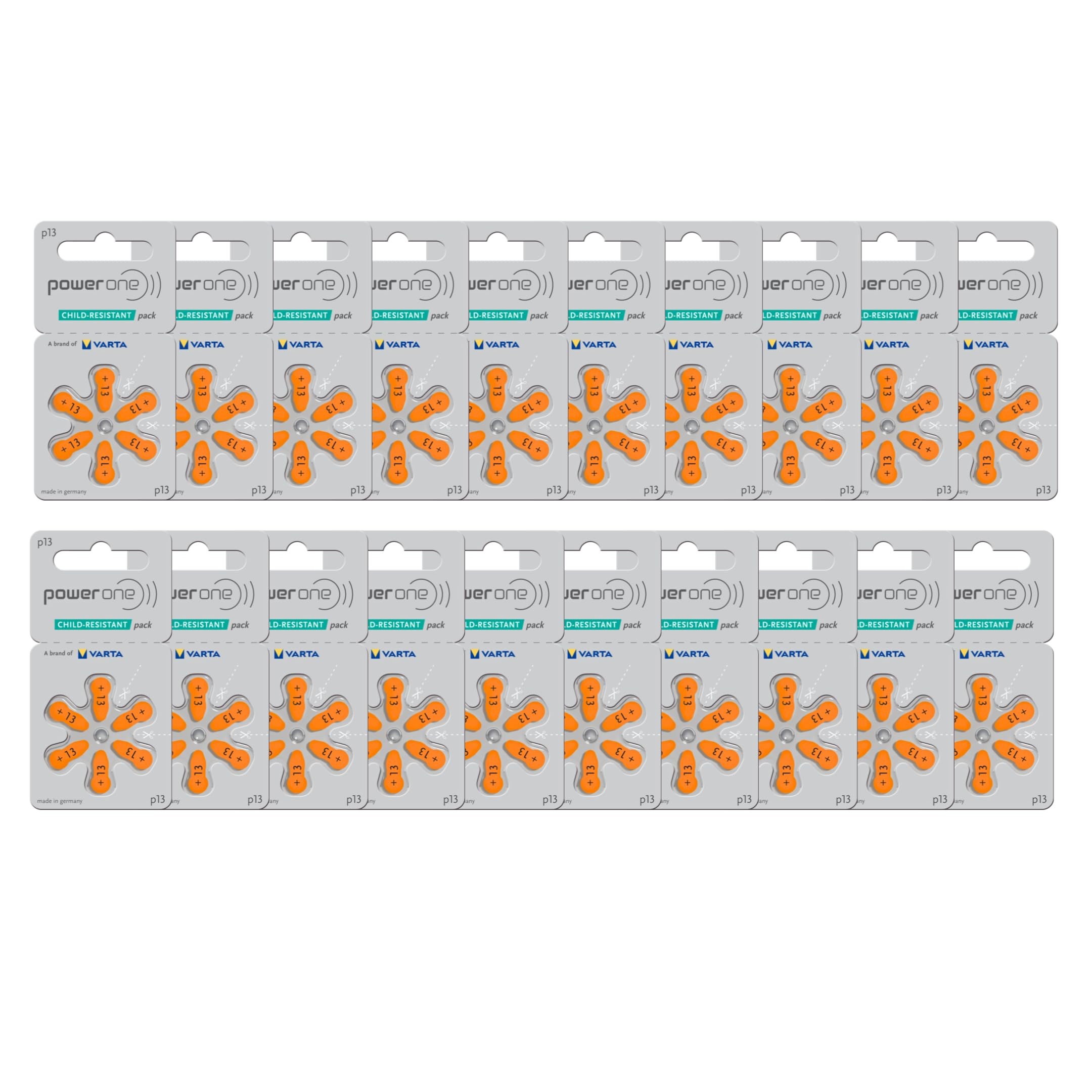 Power One Size 13 Hearing Aid Batteries (120) (p13-120)