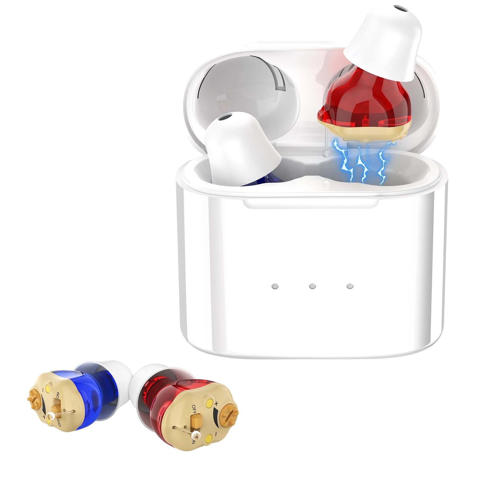 Rechargeable Digital Hearing Aids for Seniors, 2 Channel Ear Amplifier, Clear Sound Quality with Noise Cancellation, In Ear Hearing Aids, Invisible Sound Amplifier