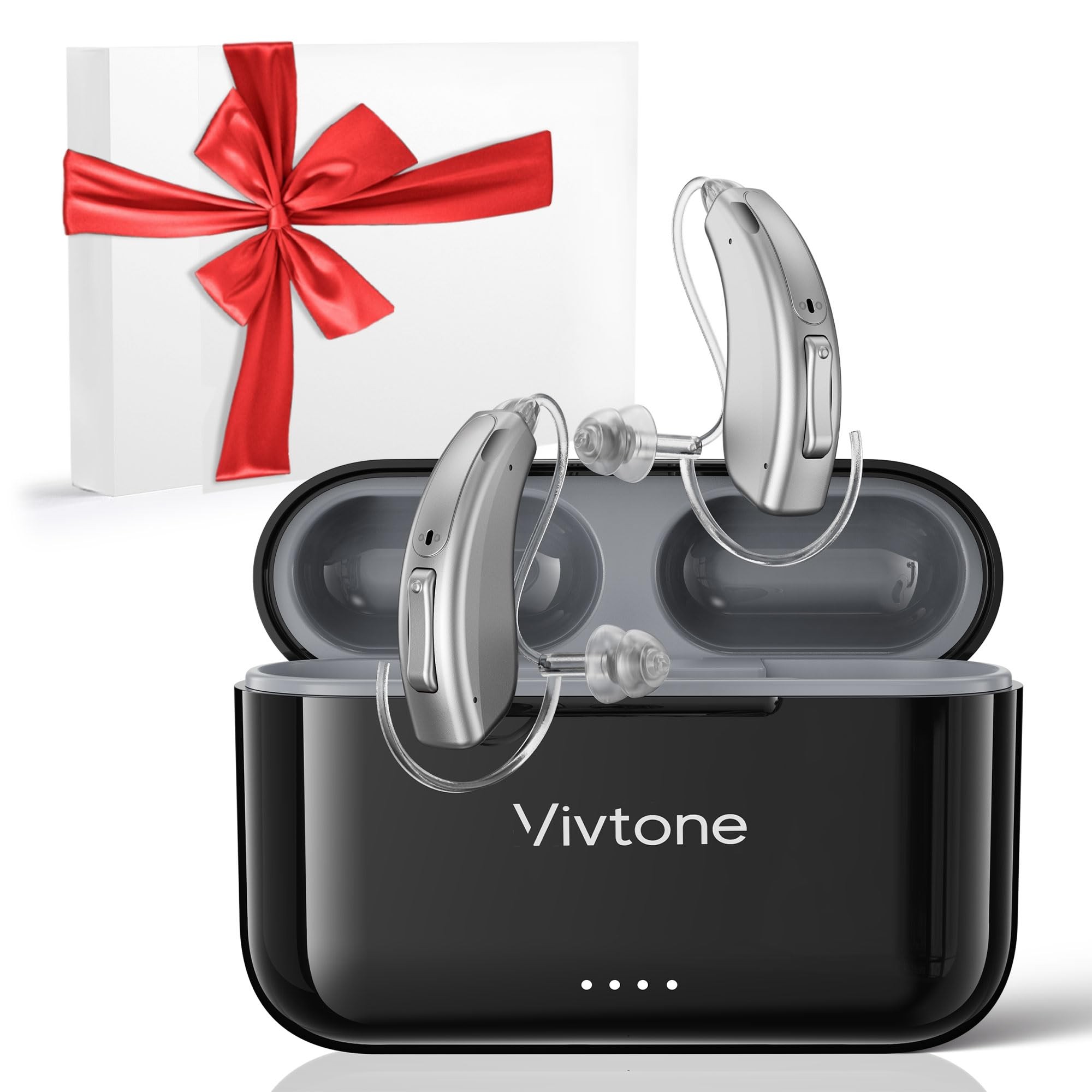 Vivtone Rechargeable Hearing Aids for Seniors Adults, Advanced Multi Channel Digital BTE Hearing Assist, with Recycle Charging Case for 125 Hrs Backup Power, Auto-On/Off, Pair, Lucid508