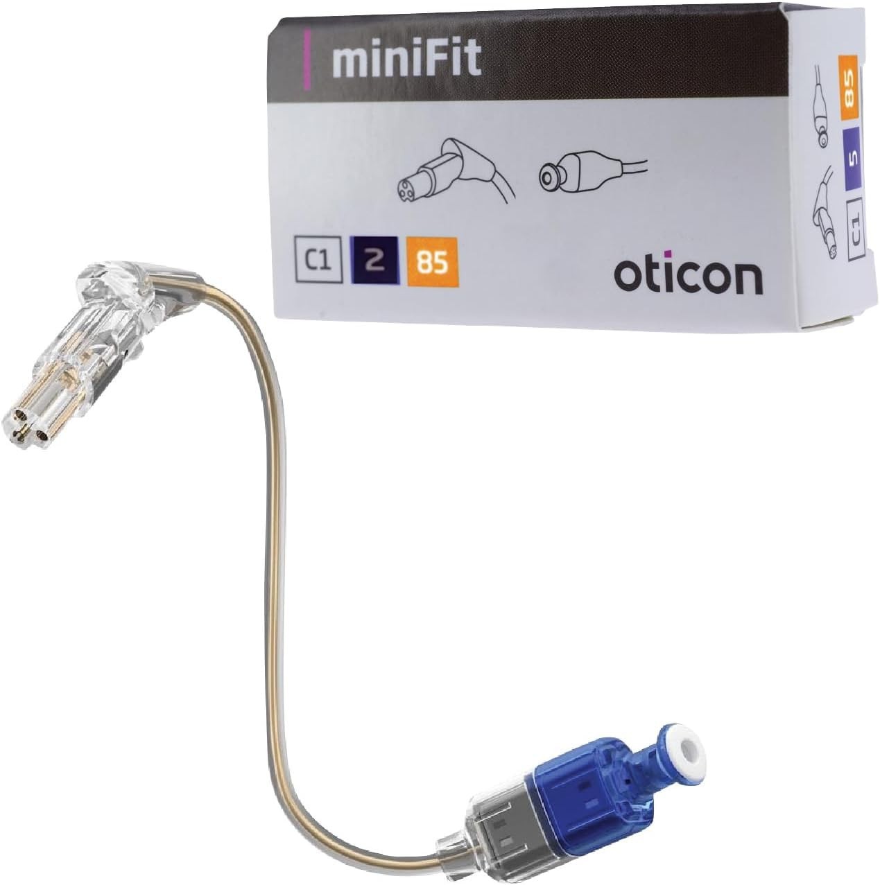 Wire for Oticon Hearing Aids, Genuine OEM MiniFit Speakers&Receivers Unit - Type 85, Size 2, Side Left(Blue) - Compatible with Oticon, Bernafon, Sonic, and Philips Hearing Aid Supplies -1 PCS